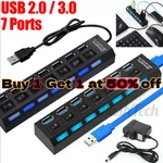 7 Port Usb 2.0 / 3.0 Hub High Speed Splitter Adapter For Pc Laptop Mac Desktop. Fixed Price $14.49.