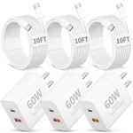 Iphone 17 16 15 Pro Max Charger Fast Charging, 3 Pack 60W Dual Port Usb Wal.... Fixed Price $43.99.