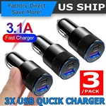 3 Pack 2 Usb Port Fast Car Charger Adapter For Iphone Samsung Android Cell. Fixed Price $9.95.