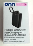 Onn 10,000 Mah Portable Power Bank With Built Usb-c Cable And Fast Charing. Fixed Price $19.99.