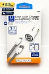 Goxt Dual Usb Car Charger 3.1A 12V W/ Iphone Cable 3FT White 23683. Fixed Price $8.99.