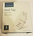 New Insignia Ac Wall Outlet Tap Charger White 3-PORT Usb Power Adapter Splitter. Fixed Price $6.43.