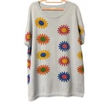 Oddi Daisy Sweater Light Blue Cap Sleeves Women Plus Size 1XL 70S Flower Power.. Fixed Price $28.92.