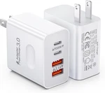 2-PACK Usb Wall Charger, 40W 4-PORT Fast Charging Block White. Fixed Price $23.35.