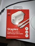 Staples Tech Gan Usb-c Wall Charger With Cable 30W White (ST62325-CC). Fixed Price $25.00.