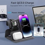 Alpha Digital 3-IN-1 Foldable Wireless Charging Station, Pu Leather Gray. Fixed Price $34.53.