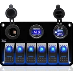 Fxc Waterproof Marine Boat Rocker Switch Panel 6 Gang With QC3.0 Usb & Blue. Fixed Price $29.99.