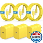 Iphone 17 16 15 Charger 10FT Fast Charging Cord Usb 3 Pack Wall Block Compatib. Fixed Price $38.60.