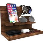 Docking Station Desk Organizer Charging Iphone Nightstand Woodgrain. Fixed Price $14.99.