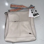 Sak Lucia Crossbody Bag In Leather, Adjustable Strap, Stone. Fixed Price $49.00.