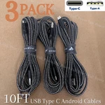 3-PACK 10FT Braided Usb Fast Charging Type-c Data Sync Charger Cable Cord Lot. Fixed Price $13.85.
