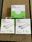 2 Belkin Mfi Certified Usb-a Cable Lightning Connector (10 +6 ) Wall Charger. Fixed Price $44.50.