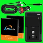Lithium Acesoft 2400MAH Battery 6 Accessory Bundle For Zte Zfive Lte Z558VL Us. Fixed Price $52.50.