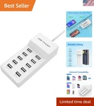 10-PORT Usb Wall Charger Station Rapid Charging, Safety-certified For Families. Fixed Price $36.99.