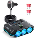 Anyongora 9-IN-1 Cigarette Lighter Splitter, 156W Car Charger Standard, Black. Fixed Price $32.19.
