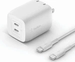 Belkin Boostcharge Pro Gan Dual Wall Charger 65W + Usb-c To Cable White. Fixed Price $55.95.
