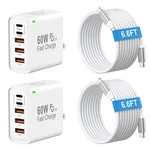 Caniifoto 2PACK Charger Block 60W 5-PORT Wall 6.6FT. Fixed Price $46.54.