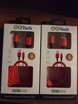 Pair Of Egtech Red 9FT 2.1A Micro Usb Charging Cable Includes Lot Discounts. Fixed Price $11.99.
