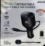 Retractable Car Charger 3 In 1 Fast Phone 50 W Usb Type Cable Jbl. Fixed Price $19.99.