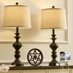 Saiweya 27.5" Farmhouse Table Lamps Of Bedside Touch Switch-black. Fixed Price $125.93.