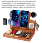 Wireless Charging Station,wood Docking For Men,nightstand Organizer C.... Fixed Price $49.99.
