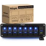 Nilight 7 Gang Switch Panel With QC3.0 & Pd Charger And Voltmerter Blue. Fixed Price $40.99.