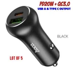 Lot Of 5 Car Charger PD20W + QC3.0 Usb & Type Output, Total 38W. Fixed Price $13.99.