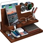 Wood Phone Docking Station - Nightstand Charging Organizer Cell. Fixed Price $55.99.