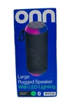 Onn. Large Rugged Bluetooth Speaker Led Lighting Red Waterproof IPX7. Fixed Price $54.99.