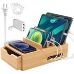 Bamboo Charging Station For Multiple Devices, Desktop Charger Organizer With .... Fixed Price $72.00.