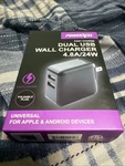 Powerxcel Fast Dual Usb Wall Charger, 24 Watt Black. Fixed Price $10.00.