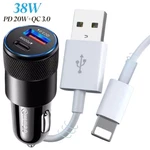 38W Fast Car Charger Usb Charging Data Sync Cable For Iphone 14 13 12 11 Pro Max. Fixed Price $9.89.