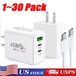 Dual Pd 40W Fast Wall Charger Power Adapter For Iphone 17 Pro Max 15 13 Plus Lot. Fixed Price $16.89.