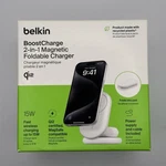 Belkin 2-IN-1 Magnetic Foldable Wireless Charger 15W For Iphone (white). Fixed Price $40.00.