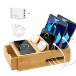Bamboo Charging Station For Multiple Devices, Desk Organizer With Dr.... Fixed Price $67.28.