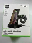 Belkin F8J237BLK Powerhouse Charge Dock For Apple Watch, Iphone Black- New. Fixed Price $49.99.