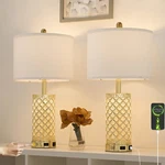 Saiweya Crystal Table Set Of 2-24IN Gold Bedroom 3-WAY Dimmable. Fixed Price $136.00.
