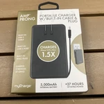 Mycharge Amp Prong 5000MAH/12W Output Power Bank With Integrated Charging Cable. Fixed Price $19.99.