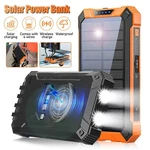 49800MAH Solar Power Bank Wireless Charger Built In Cables External Battery Pack. Fixed Price $19.99.
