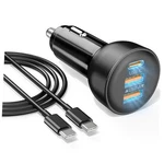 Iphone 17E 16 15 Pro Max Car Charger Fast Charging, 70W 3-PORT BLACK-1PACK. Fixed Price $21.69.