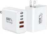 Fast Charger Block, Wall Plug, 2PACK 5-PORT WHITE-60W. Fixed Price $36.87.