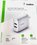 Belkin Boost Dual Usb-a Wall Charger 24W Samsung Apple Google Universal. Fixed Price $19.99.