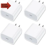 4 Pack Usb-c Wall Charger, 20W Power Adapter Replacement For Phone 17/1. Fixed Price $21.42.