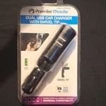 Premier Mobile Dual 3.1A Fast Car Charger Swivel Tip Black PSWUSB2. Fixed Price $11.99.