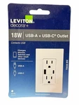 New Leviton Decora+ 18W Usb-a & Usb-c Outlet T5638-BW White. Fixed Price $14.69.