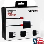 Verizon Usb-c Fast Charger + Data Cable International Uk Eu Aisa Adapters Kit. Fixed Price $28.48.