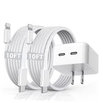 Iphone Fast Charger, 40W Dual Usb-c Quick Wall 10FT Charging 2PACK. Fixed Price $36.19.