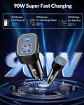 Usb Car Charger, 4-PORT 90W Super Fast Phone Accessories Black. Fixed Price $5.00.