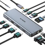 Mokin 12-IN-1 Usb Hub Docking Station Dual Monitor, 3 Monitors. Fixed Price $18.00.