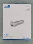 Just Wireless Pro Series 42W 2-PORT Usb-a & Usb-c Car Charger Silver White. Fixed Price $8.99.